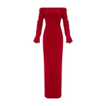 Marmar Halim Off-Shoulder Crepe Dress With Draped Outline | Evening Gowns | Luxury Shoes 