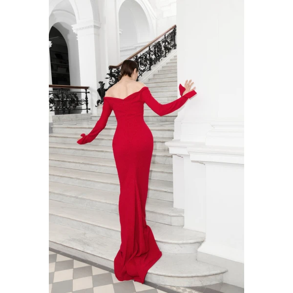 Marmar Halim Off-Shoulder Crepe Dress With Draped Outline | Evening Gowns | Luxury Shoes 