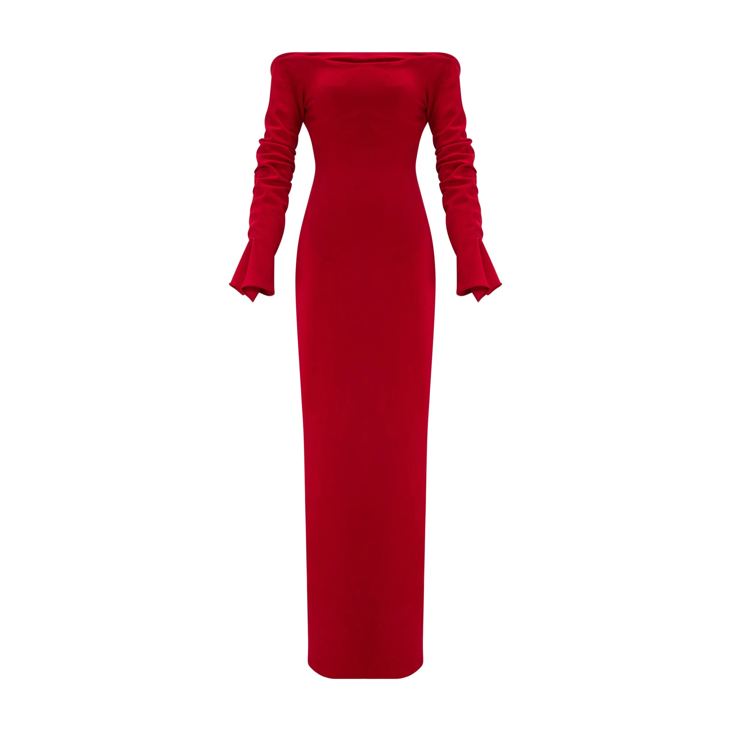 Marmar Halim Off-Shoulder Crepe Dress With Draped Outline Marmar Halim Off-Shoulder Crepe Dress With Draped Outline | Evening Gowns | Luxury Shoes