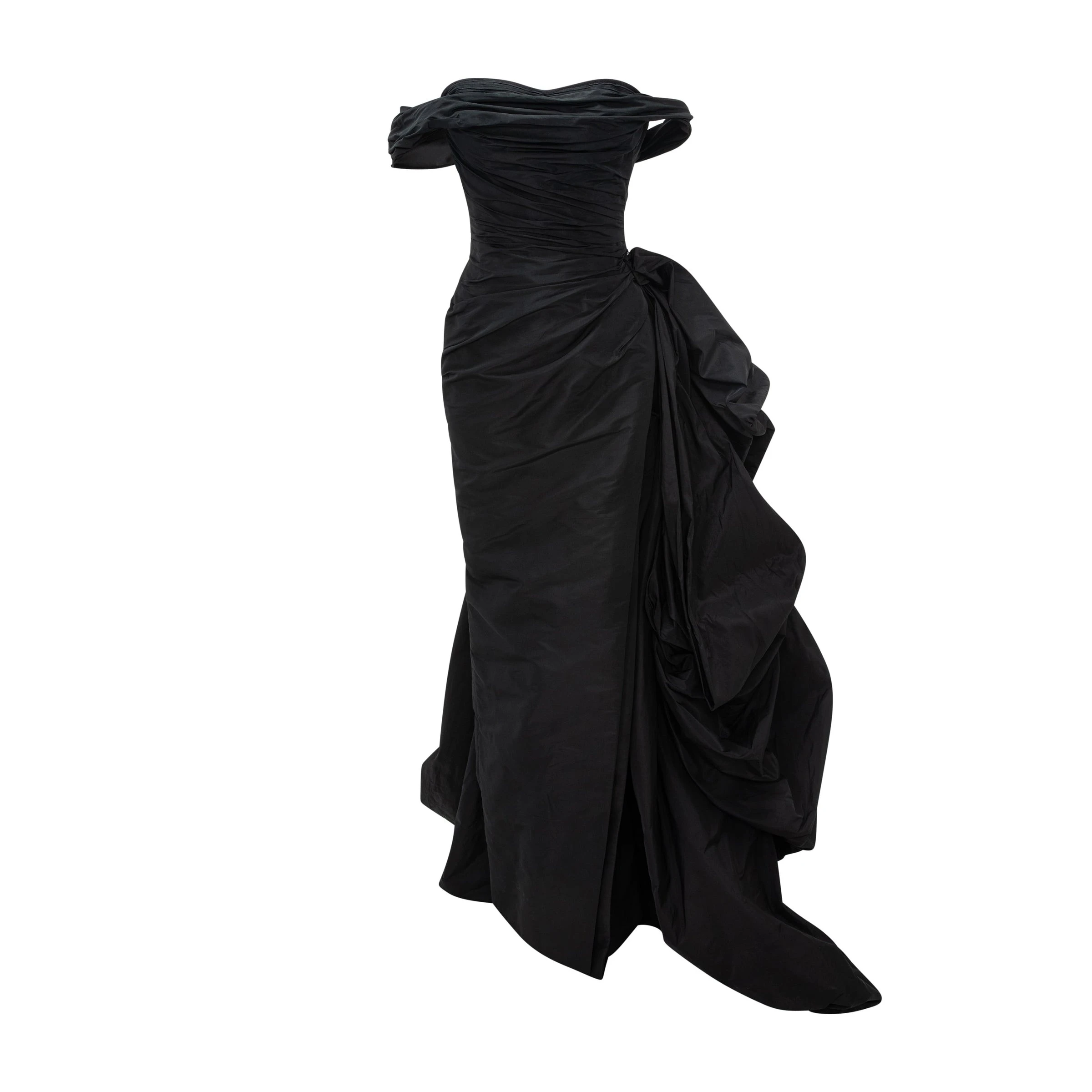 Marmar Halim Off-Shoulder Draped Taffeta Dress With Detachable Over Skirt Marmar Halim Off-Shoulder Draped Taffeta Dress With Detachable Over Skirt | Evening Gowns | Luxury Shoes