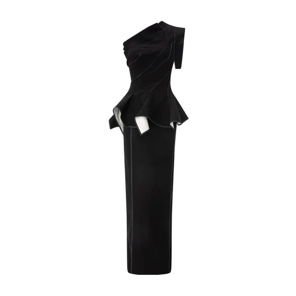 One-Shoulder Crepe Dress