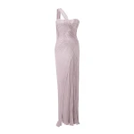 Marmar Halim One-Shoulder Pleated Silk Dress in Lilac | Evening Gowns | Luxury Shoes 