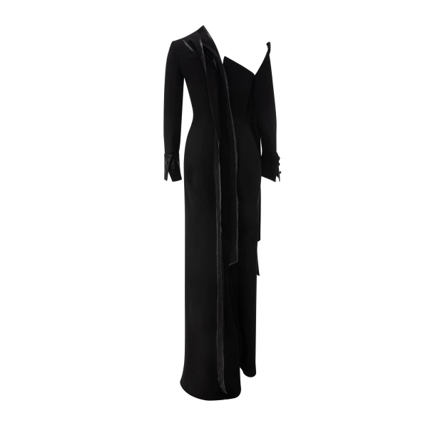 Marmar Halim Straight-Cut Crepe Dress With Embroidery | Evening Gowns | Luxury Shoes 