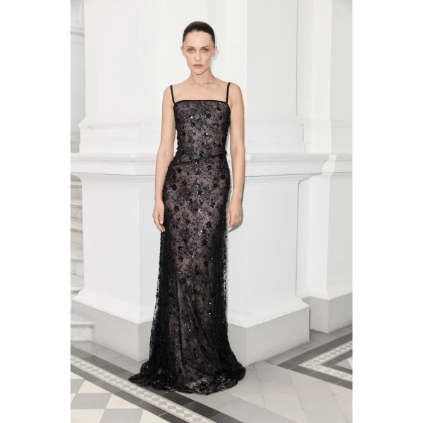 Marmar Halim Straight-Cut Embroidered Lace Dress | Evening Gowns | Luxury Shoes 