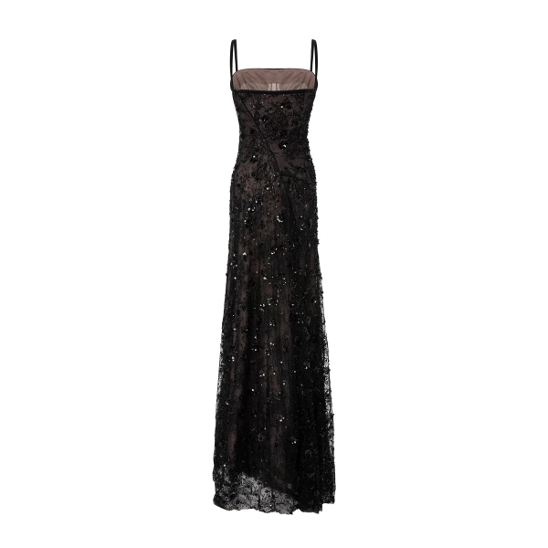 Marmar Halim Straight-Cut Embroidered Lace Dress | Evening Gowns | Luxury Shoes 