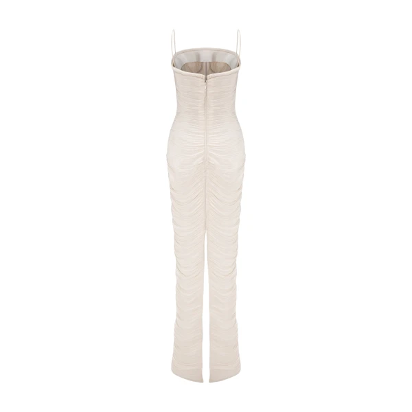 Marmar Halim Straight-Cut Pleated Silk Dress | Evening Gowns | Luxury Shoes 