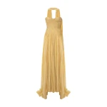 Marmar Halim Strapless Hand-Pleated Silk Chiffon Dress With Cape | Evening Gowns | Luxury Shoes 