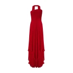 Marmar Halim Strapless Pleated Chiffon Dress With Scarf | Evening Gowns | Luxury Shoes 