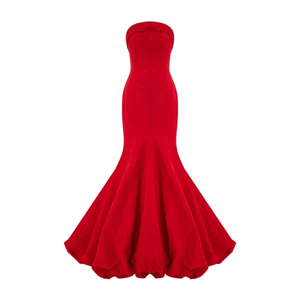 Strapless Taffeta Fish-Cut Dress