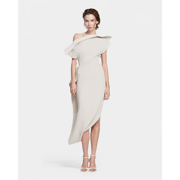 Maticevski Invoke Dress in Beige | Midi Dresses | Luxury Shoes 