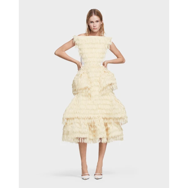 Maticevski Kismet Dress in Ivory | Midi Dresses | Luxury Shoes 