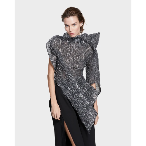 Maticevski Scintilla Top in Grey | Off The Shoulder | Luxury Shoes 