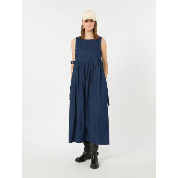 Max Mara Abano Cotton Denim Dress in Navy | Maxi Dresses | Luxury Shoes 