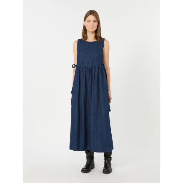 Max Mara Abano Cotton Denim Dress in Navy | Maxi Dresses | Luxury Shoes 