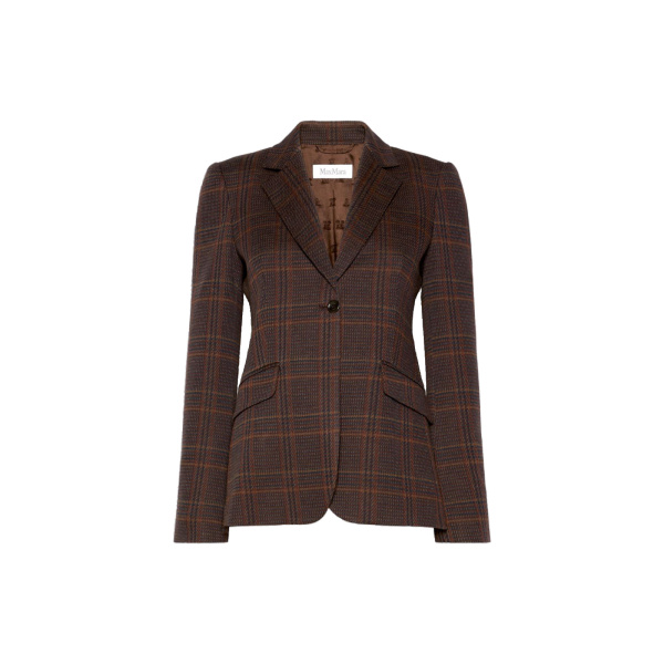 Max Mara Abate Wool and Cotton Single-Breasted Blazer in Brown Bordeaux | Blazers | Luxury Shoes 