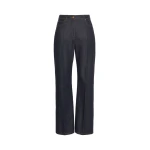 Max Mara Abbono Denim-Look Barrel-Leg Trousers in Midnight Blue | Denim | Luxury Shoes 