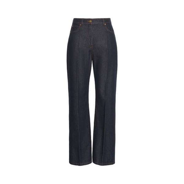 Max Mara Abbono Denim-Look Barrel-Leg Trousers in Midnight Blue | Denim | Luxury Shoes 
