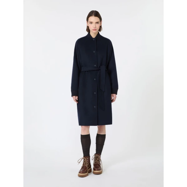 Max Mara Abbono Padded Double Wool Coat in Navy | Wool Coat | Luxury Shoes 