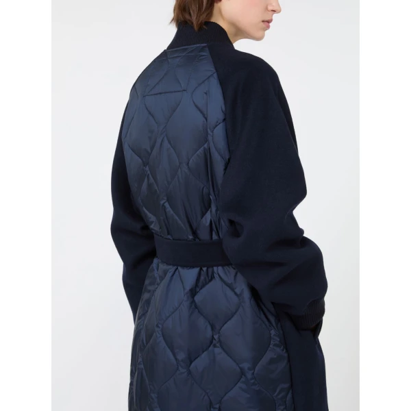 Max Mara Abbono Padded Double Wool Coat in Navy | Wool Coat | Luxury Shoes 