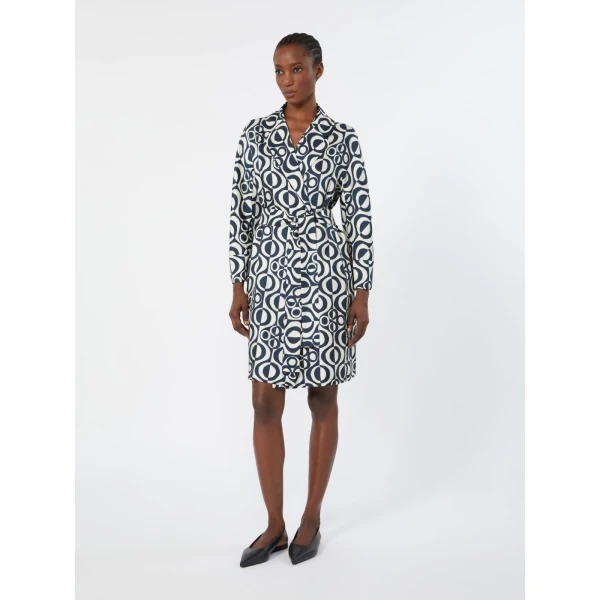 Max Mara Abetaia Short Printed Silk Wrap Dress in Ultramarine | Mini Dresses | Luxury Shoes 