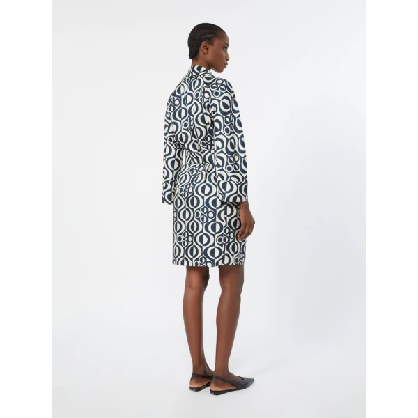 Max Mara Abetaia Short Printed Silk Wrap Dress in Ultramarine | Mini Dresses | Luxury Shoes 