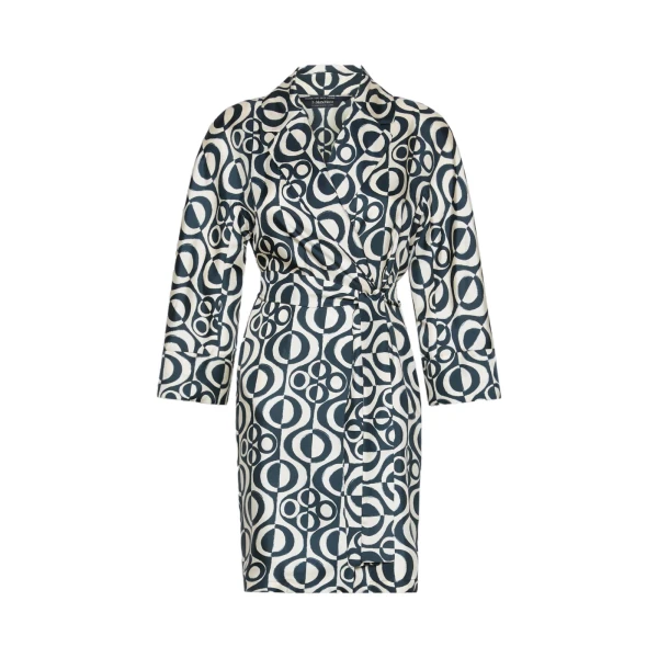 Max Mara Abetaia Short Printed Silk Wrap Dress in Ultramarine | Mini Dresses | Luxury Shoes 