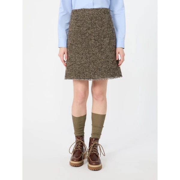 Max Mara Abetaia Wool Blend Boucle Mini Skirt in Brown | Mini Skirts | Luxury Shoes 