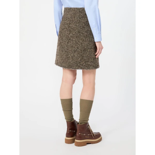 Max Mara Abetaia Wool Blend Boucle Mini Skirt in Brown | Mini Skirts | Luxury Shoes 