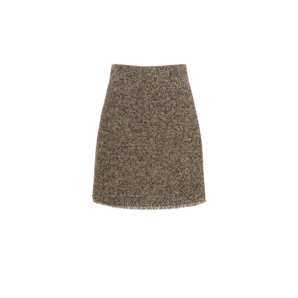 Max Mara Abetaia Wool Blend Boucle Mini Skirt in Brown | Mini Skirts | Luxury Shoes 