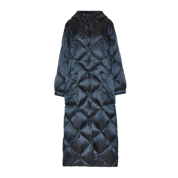 Max Mara Abete Long Quilted Water-Repellent Puffer in Midnight Blue | Coats | Luxury Shoes 