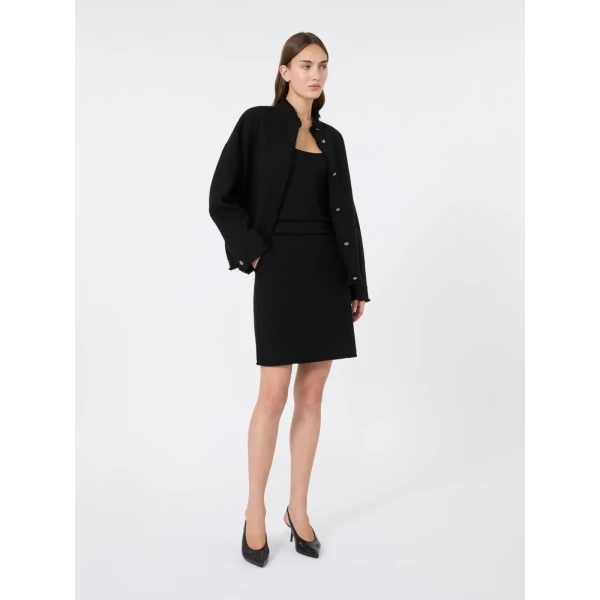 Max Mara Abile Short Wool Jersey Skirt in Black | Mini Skirts | Luxury Shoes 