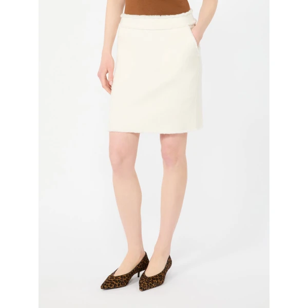 Max Mara Abile Short Wool Jersey Skirt in White | Mini Skirts | Luxury Shoes 