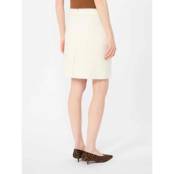 Max Mara Abile Short Wool Jersey Skirt in White | Mini Skirts | Luxury Shoes 