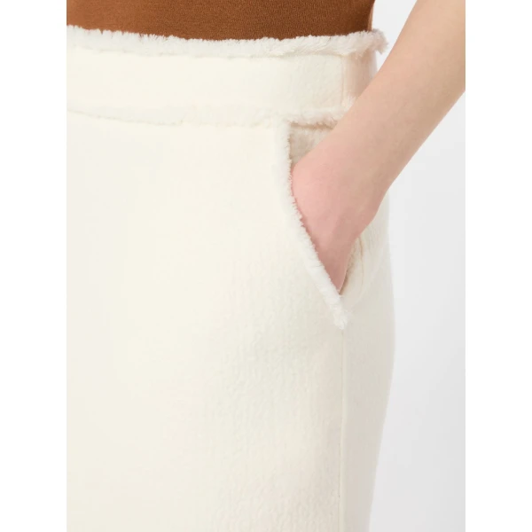 Max Mara Abile Short Wool Jersey Skirt in White | Mini Skirts | Luxury Shoes 