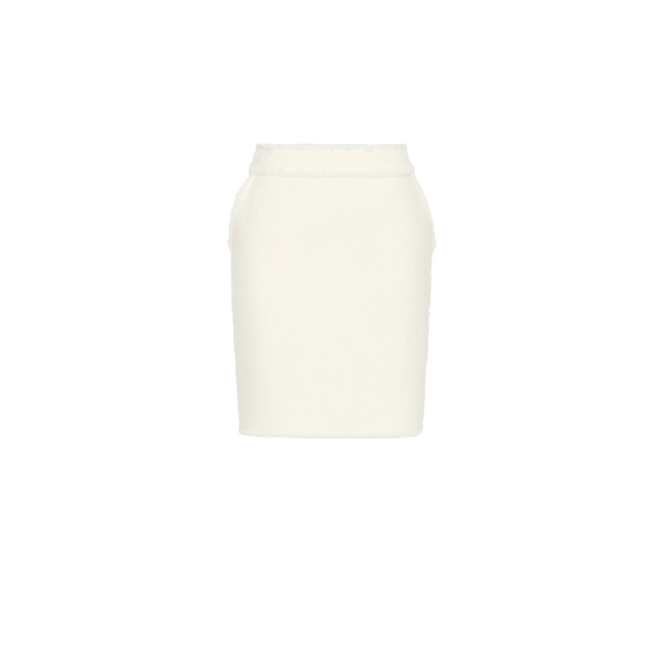 Max Mara Abile Short Wool Jersey Skirt in White | Mini Skirts | Luxury Shoes 