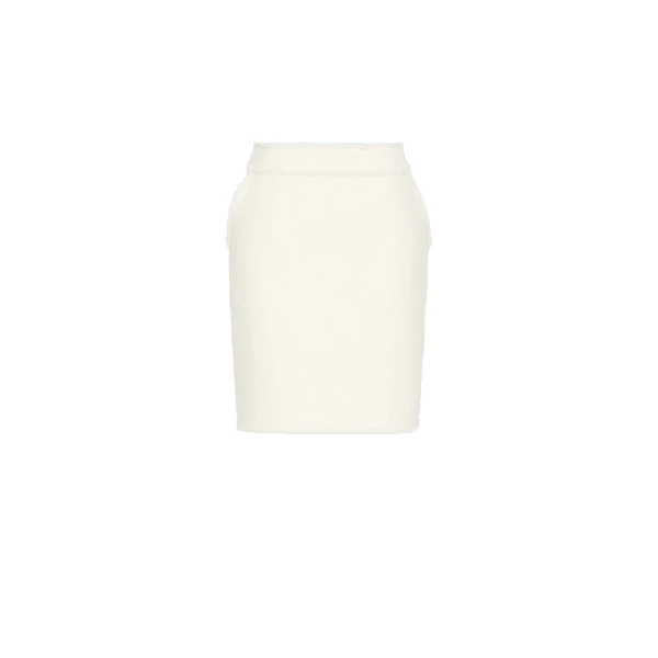 Abile Short Wool Jersey Skirt in White