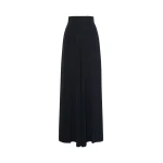 Max Mara Abilita High-Waisted Cady Trousers in Midnight Blue | Wide leg pants | Luxury Shoes 