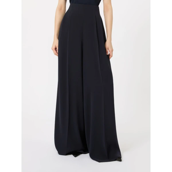 Max Mara Abilita High-Waisted Cady Trousers in Midnight Blue | Wide leg pants | Luxury Shoes 
