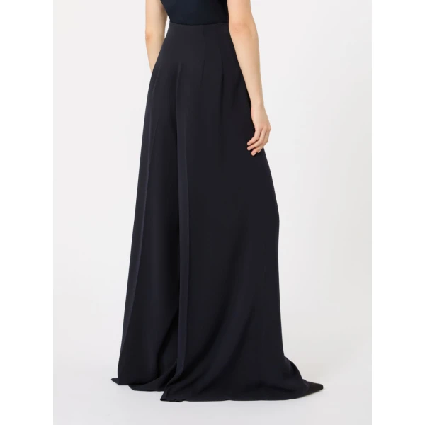 Max Mara Abilita High-Waisted Cady Trousers in Midnight Blue | Wide leg pants | Luxury Shoes 