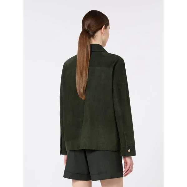 Max Mara Abisso Suede Shirt Jacket in Green | Leather Jackets | Luxury Shoes 