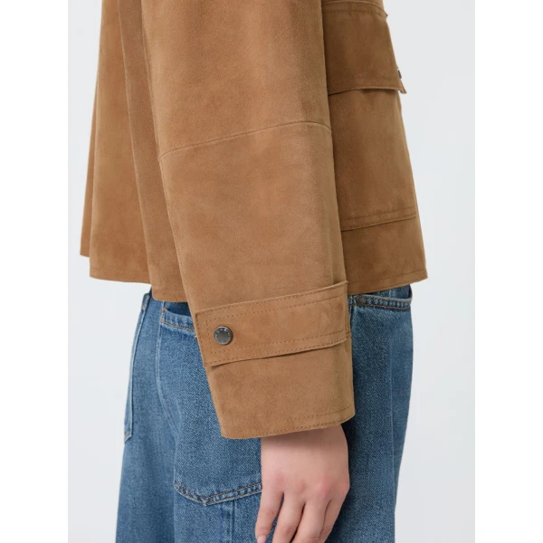 Max Mara Abito Soft Suede Jacket in Hazelnut Brown | Leather Jackets | Luxury Shoes 