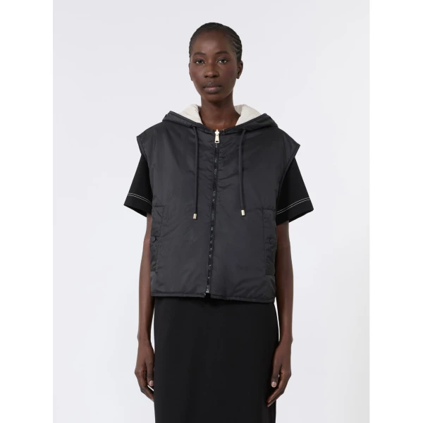 Max Mara Accenni Reversible Padded Canvas Gilet in Black | Vests | Luxury Shoes 