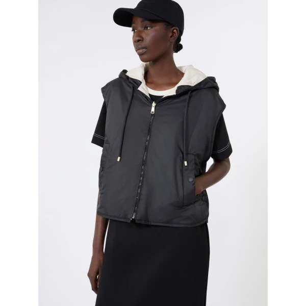 Max Mara Accenni Reversible Padded Canvas Gilet in Black | Vests | Luxury Shoes 