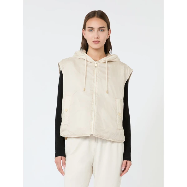 Max Mara Accenni Reversible Padded Canvas Gilet in Ivory | Vests | Luxury Shoes 