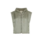 Max Mara Accenni Reversible Padded Canvas Gilet in Khaki | Vests | Luxury Shoes 
