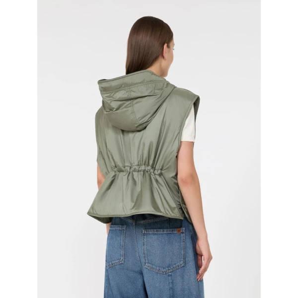 Max Mara Accenni Reversible Padded Canvas Gilet in Khaki | Vests | Luxury Shoes 