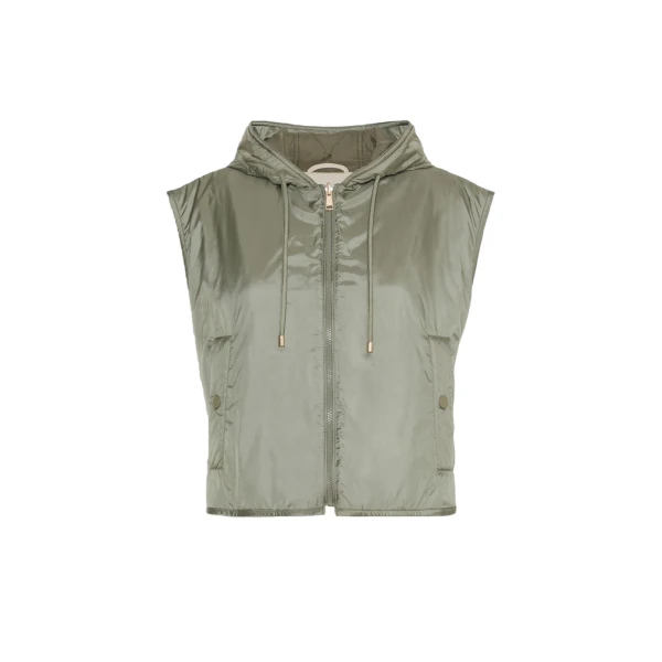 Max Mara Accenni Reversible Padded Canvas Gilet in Khaki | Vests | Luxury Shoes 