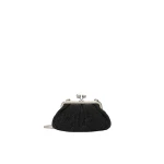 Max Mara Accenni Small Wool Boucle Pasticcino Bag in Black | Clutch Bags | Luxury Shoes 