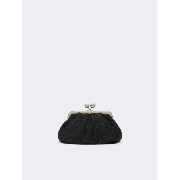 Max Mara Accenni Small Wool Boucle Pasticcino Bag in Black | Clutch Bags | Luxury Shoes 