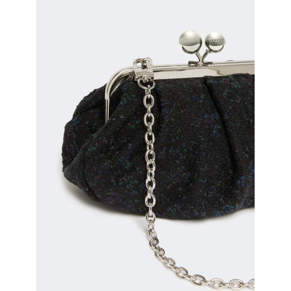 Max Mara Accenni Small Wool Boucle Pasticcino Bag in Black | Clutch Bags | Luxury Shoes 